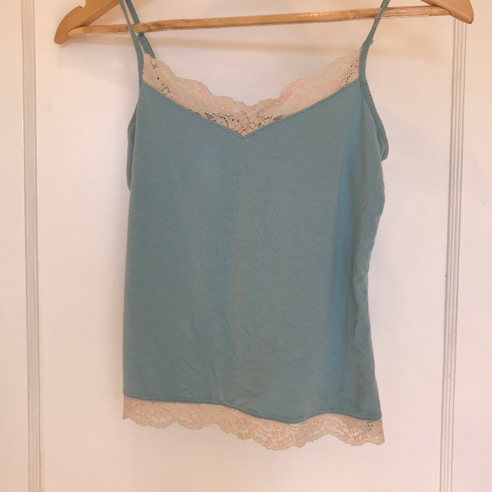 Vintage blue lace spaghetti strap tank